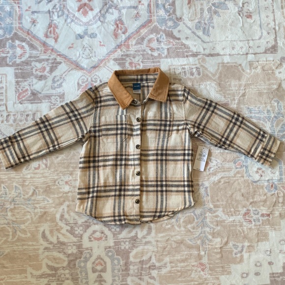 Old Navy Other - Old Navy Tan Plaid Kids Button Down Shirt
